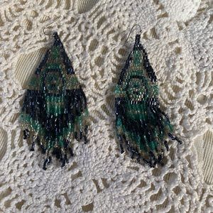 Western theme plastic bead dangle earrings